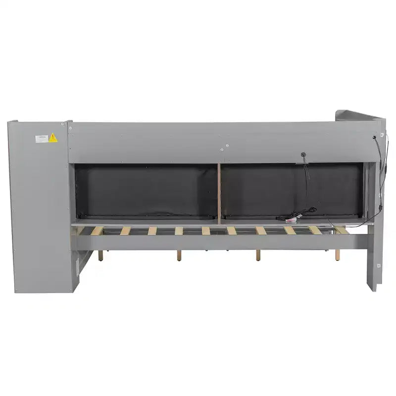 Divano Letto Whisen Full Size con Scaffali, Cassetti, Stazione di Ricarica, Luce LED, Scrivania, Testiera e Schienale Imbottiti
