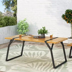 Christopher Knight Home Varva Outdoor Acacia Wood and Iron Dining Table