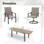 Captiva Designs Set da 7 Pezzi da Giardino Tavolo da Pranzo Estensibile in Acciaio e Sedie a Braccioli in Textilene Marrone