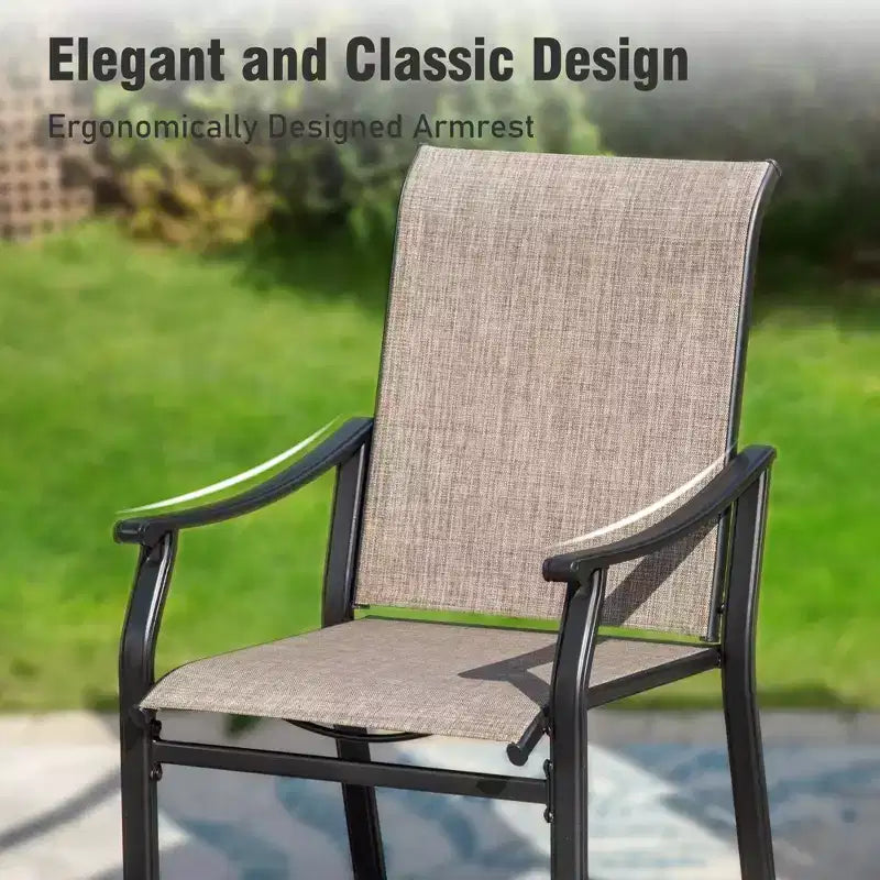 Captiva Designs Set da 7 Pezzi da Giardino Tavolo da Pranzo Estensibile in Acciaio e Sedie a Braccioli in Textilene Marrone