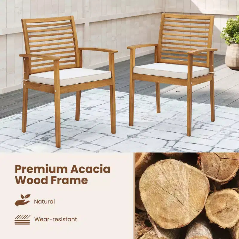 Costway Set da Pranzo per Esterni 6 Pezzi in Legno di Acacia, Tavolo Rettangolare con 4 Sedie e Panca