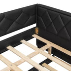 Divano Letto Imbottito Whisen Full XL con Letto Estraibile, Divano Letto, Letto per Ospiti con Struttura in Legno Massello di Pino, Pelle PU, Braccioli Trapuntati