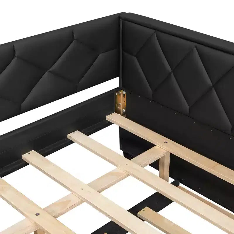 Divano Letto Imbottito Whisen Full XL con Letto Estraibile, Divano Letto, Letto per Ospiti con Struttura in Legno Massello di Pino, Pelle PU, Braccioli Trapuntati