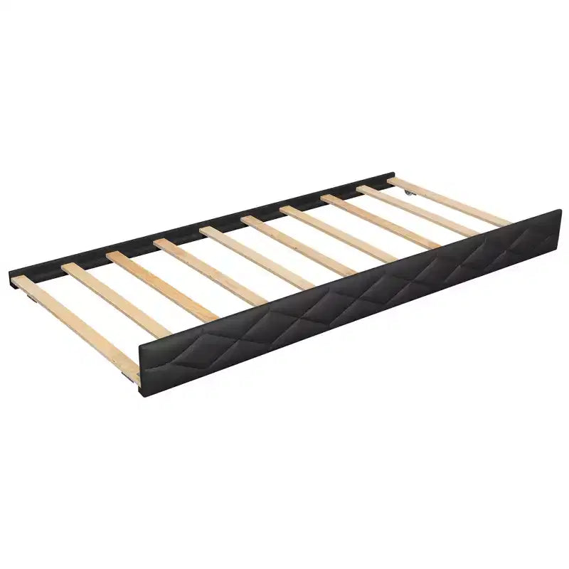 Divano Letto Imbottito Whisen Full XL con Letto Estraibile, Divano Letto, Letto per Ospiti con Struttura in Legno Massello di Pino, Pelle PU, Braccioli Trapuntati