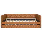 Divano Letto Imbottito Whisen Full XL con Letto Estraibile, Divano Letto, Letto per Ospiti con Struttura in Legno Massello di Pino, Pelle PU, Braccioli Trapuntati