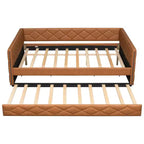 Divano Letto Imbottito Whisen Full XL con Letto Estraibile, Divano Letto, Letto per Ospiti con Struttura in Legno Massello di Pino, Pelle PU, Braccioli Trapuntati