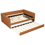 Divano Letto Imbottito Whisen Full XL con Letto Estraibile, Divano Letto, Letto per Ospiti con Struttura in Legno Massello di Pino, Pelle PU, Braccioli Trapuntati