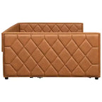 Divano Letto Imbottito Whisen Full XL con Letto Estraibile, Divano Letto, Letto per Ospiti con Struttura in Legno Massello di Pino, Pelle PU, Braccioli Trapuntati