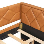 Divano Letto Imbottito Whisen Full XL con Letto Estraibile, Divano Letto, Letto per Ospiti con Struttura in Legno Massello di Pino, Pelle PU, Braccioli Trapuntati