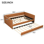 Divano Letto Imbottito Whisen Full XL con Letto Estraibile, Divano Letto, Letto per Ospiti con Struttura in Legno Massello di Pino, Pelle PU, Braccioli Trapuntati