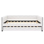 Divano Letto Imbottito Whisen Full XL con Letto Estraibile, Divano Letto, Letto per Ospiti con Struttura in Legno Massello di Pino, Pelle PU, Braccioli Trapuntati