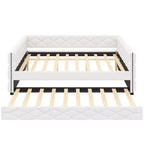 Divano Letto Imbottito Whisen Full XL con Letto Estraibile, Divano Letto, Letto per Ospiti con Struttura in Legno Massello di Pino, Pelle PU, Braccioli Trapuntati