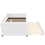 Divano Letto Imbottito Whisen Full XL con Letto Estraibile, Divano Letto, Letto per Ospiti con Struttura in Legno Massello di Pino, Pelle PU, Braccioli Trapuntati