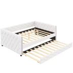 Divano Letto Imbottito Whisen Full XL con Letto Estraibile, Divano Letto, Letto per Ospiti con Struttura in Legno Massello di Pino, Pelle PU, Braccioli Trapuntati