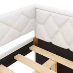 Divano Letto Imbottito Whisen Full XL con Letto Estraibile, Divano Letto, Letto per Ospiti con Struttura in Legno Massello di Pino, Pelle PU, Braccioli Trapuntati