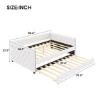 Divano Letto Imbottito Whisen Full XL con Letto Estraibile, Divano Letto, Letto per Ospiti con Struttura in Legno Massello di Pino, Pelle PU, Braccioli Trapuntati