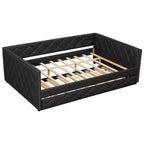 Divano Letto Imbottito Whisen Full XL con Letto Estraibile, Divano Letto, Letto per Ospiti con Struttura in Legno Massello di Pino, Pelle PU, Braccioli Trapuntati