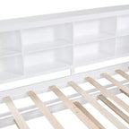 Bellemave Letto a Giorno Singolo in Legno con Ruote Estraibili, Libreria e Stazione di Ricarica USB, Bianco