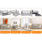 Letto a castello singolo rettangolare in metallo, divano letto con letto estraibile a rotelle, letto divano 2 in 1 trasformabile con struttura letto per camera da letto e soggiorno