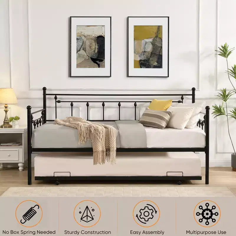 Letto a castello singolo rettangolare in metallo, divano letto con letto estraibile a rotelle, letto divano 2 in 1 trasformabile con struttura letto per camera da letto e soggiorno