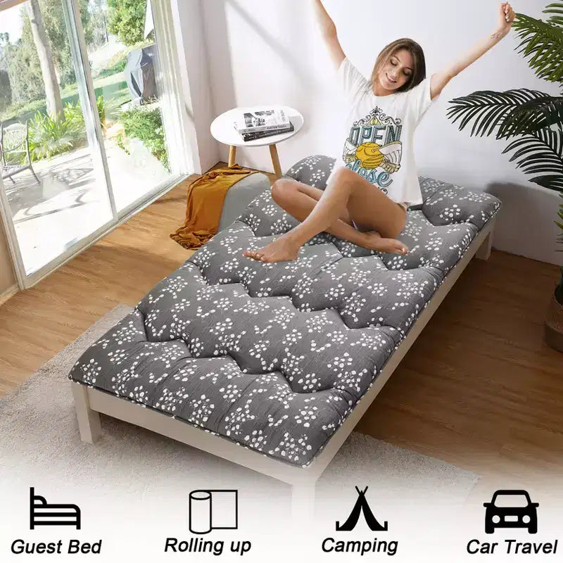 Materasso Futon Giapponese da Pavimento, Tatami Spesso Portatile, Materassino Futon Arrotolabile, Materasso Pieghevole da Pavimento, Materasso per Dormire per Campeggio, Dormitorio, Camera degli Ospiti