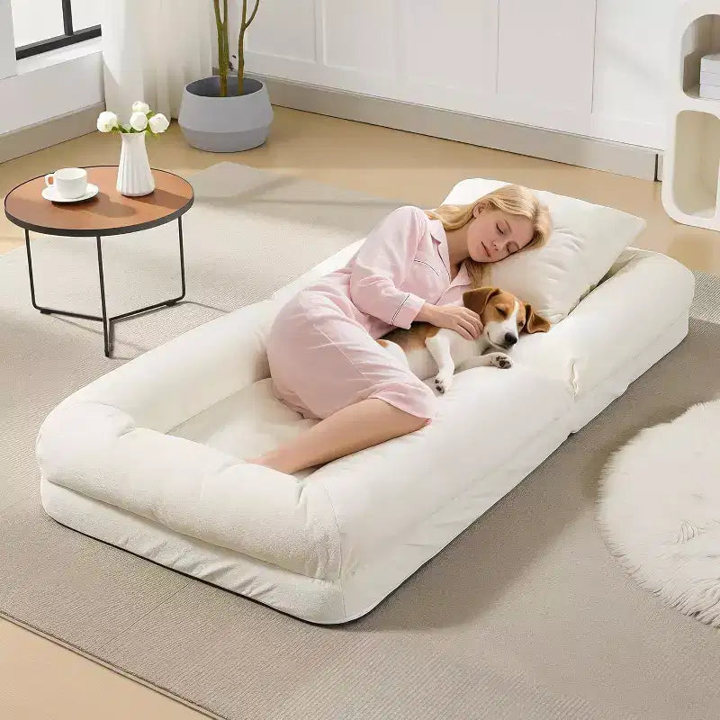 Divano Letto per Cani Pieghevole e Regolabile a 5 Posizioni in ciniglia Acekool con Soffici Cuscini, Lettino Oversize per Persone e Animali Domestici