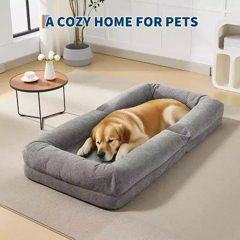 Divano Letto per Cani Pieghevole e Regolabile a 5 Posizioni in ciniglia Acekool con Soffici Cuscini, Lettino Oversize per Persone e Animali Domestici