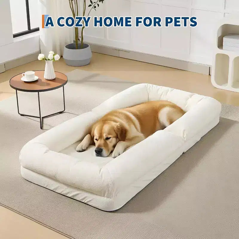 Divano Letto per Cani Pieghevole e Regolabile a 5 Posizioni in ciniglia Acekool con Soffici Cuscini, Lettino Oversize per Persone e Animali Domestici