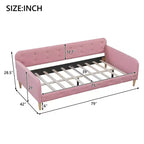 GDFStudio Purtell Letto da Giorno Moderno Imbottito in Lino con Struttura in Legno Massello