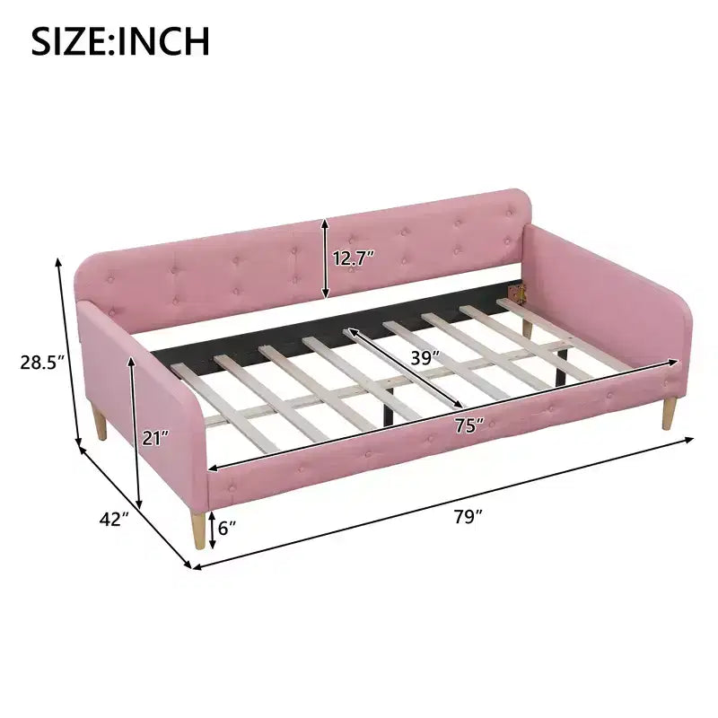 GDFStudio Purtell Letto da Giorno Moderno Imbottito in Lino con Struttura in Legno Massello