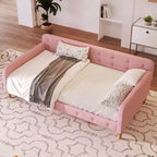 GDFStudio Purtell Letto da Giorno Moderno Imbottito in Lino con Struttura in Legno Massello