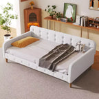 GDFStudio Purtell Letto da Giorno Moderno Imbottito in Lino con Struttura in Legno Massello