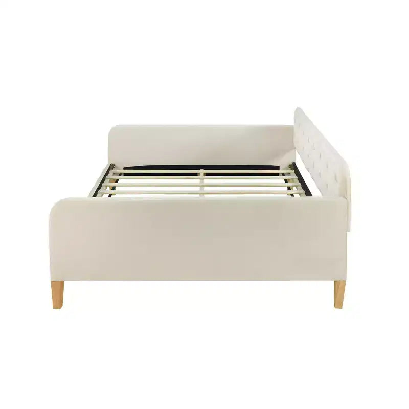 GDFStudio Purtell Letto da Giorno Moderno Imbottito in Lino con Struttura in Legno Massello