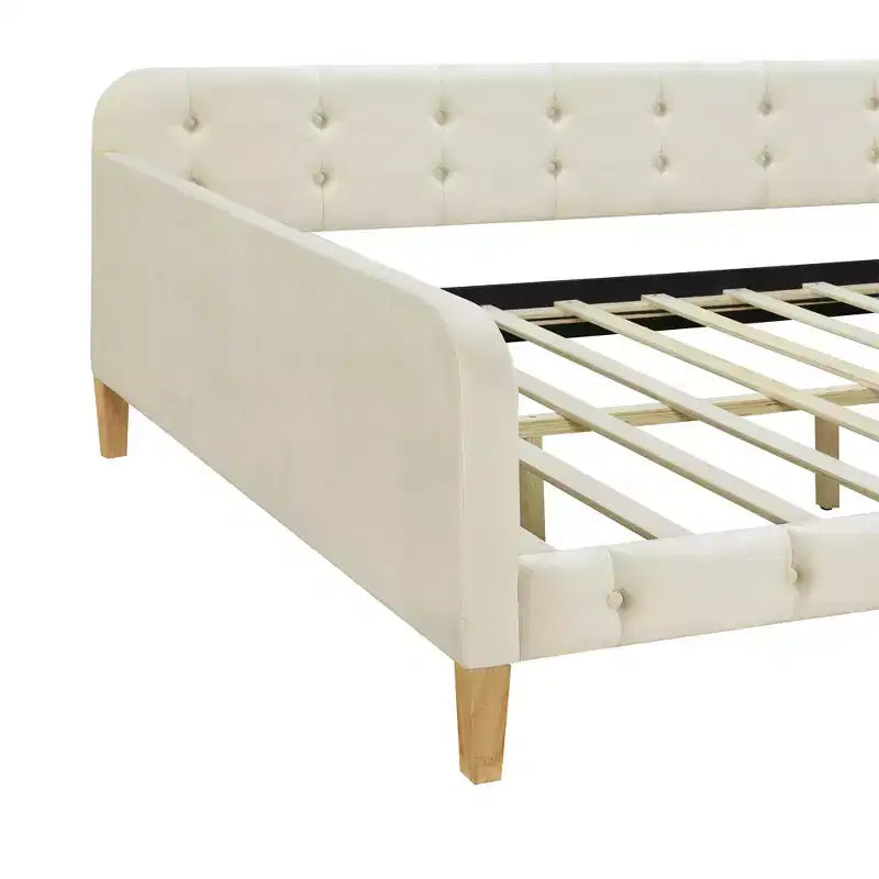 GDFStudio Purtell Letto da Giorno Moderno Imbottito in Lino con Struttura in Legno Massello