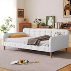 GDFStudio Purtell Letto da Giorno Moderno Imbottito in Lino con Struttura in Legno Massello