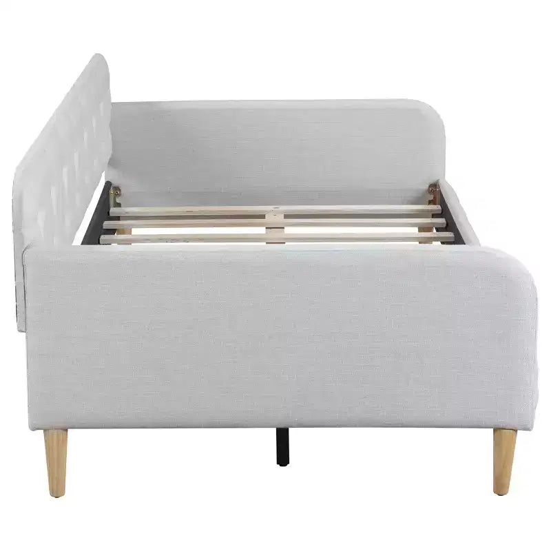 GDFStudio Purtell Letto da Giorno Moderno Imbottito in Lino con Struttura in Legno Massello