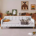 GDFStudio Purtell Modern Tufted Upholstered Linen Daybed with Solid Wood Frame