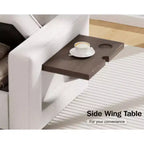 Divano letto modulare Dyonery a 7 posti a forma di L con letto estraibile/schienale reclinabile/porte USB/tavolino/luce a LED/seduta con contenitore, ciniglia