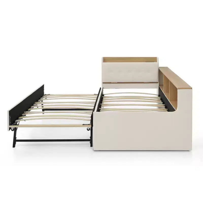 GDFStudio Clara Divano letto contemporaneo in velluto con testiera, luci a LED, ricarica wireless