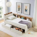 GDFStudio Clara Divano letto contemporaneo in velluto con testiera, luci a LED, ricarica wireless