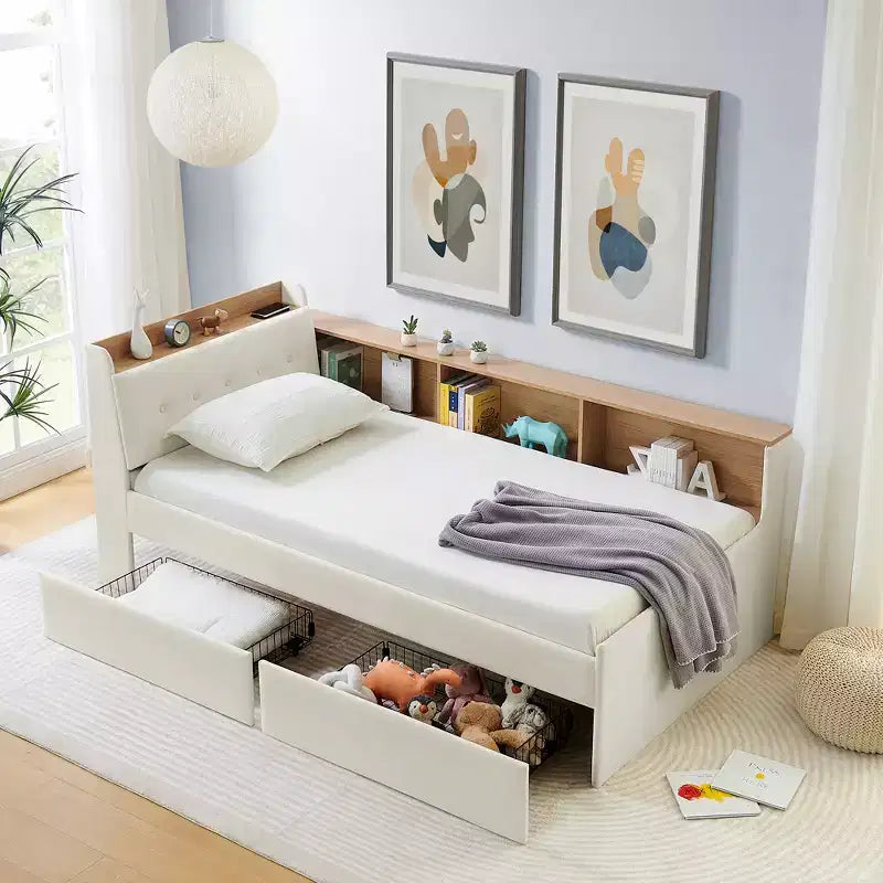 GDFStudio Clara Divano letto contemporaneo in velluto con testiera, luci a LED, ricarica wireless