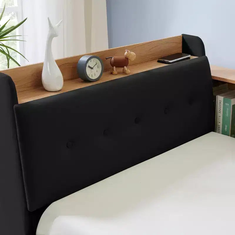 GDFStudio Clara Divano letto contemporaneo in velluto con testiera, luci a LED, ricarica wireless