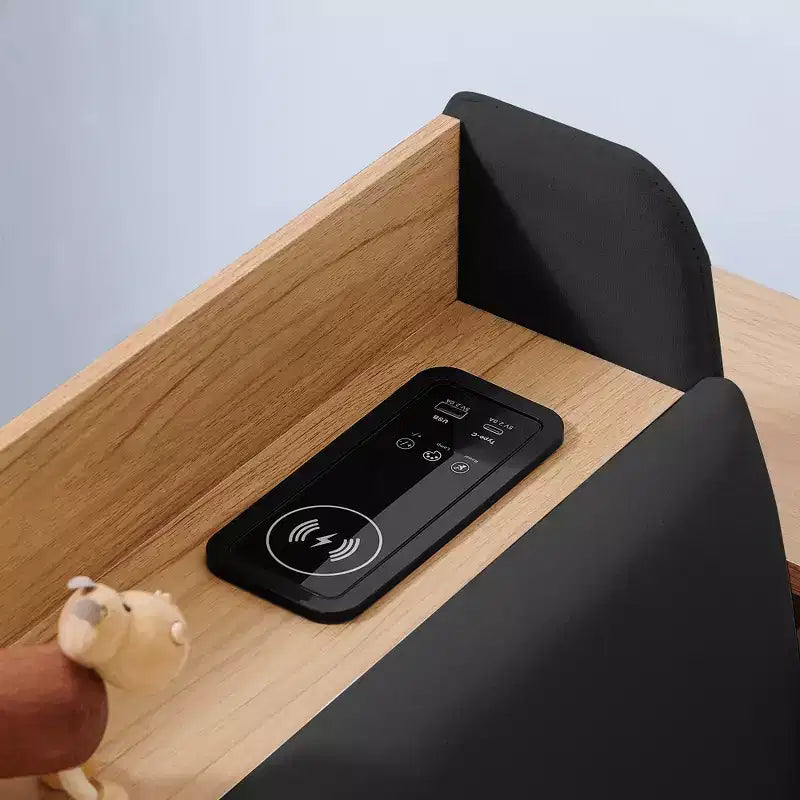 GDFStudio Clara Divano letto contemporaneo in velluto con testiera, luci a LED, ricarica wireless