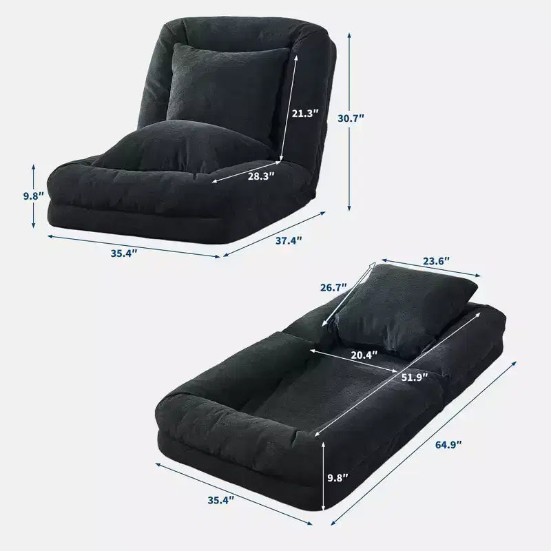 TROPOW Divano a pavimento regolabile a 5 posizioni, letto imbottito per persone/cani con 2 cuscini di peluche per soggiorno, camera da letto e sala giochi