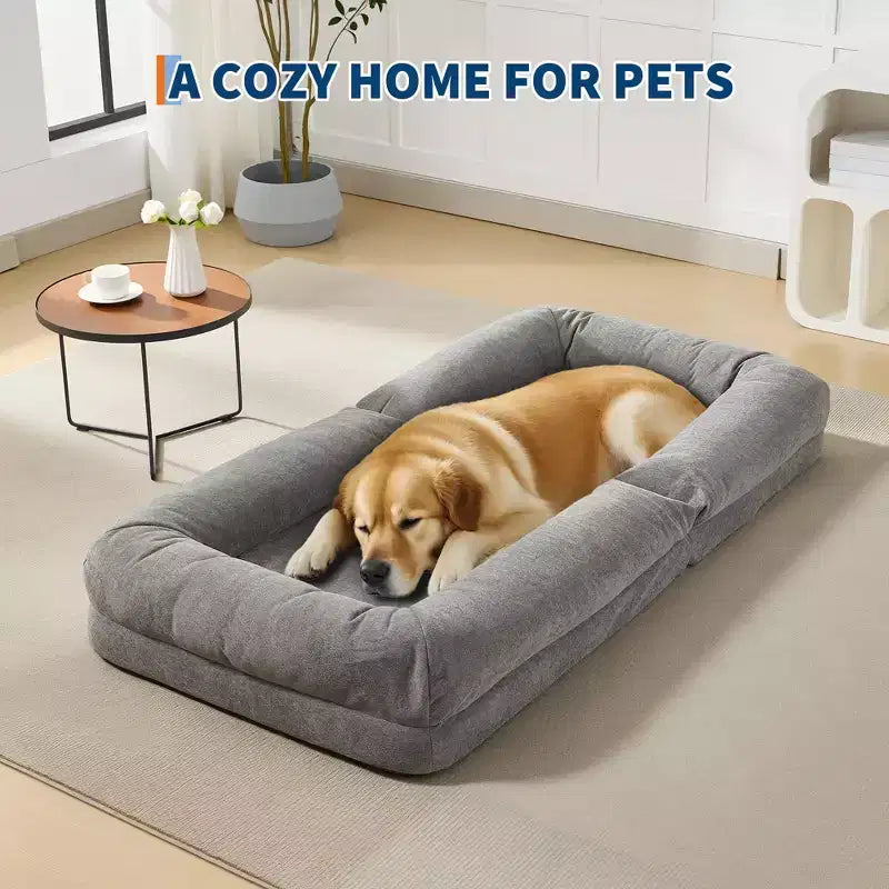 TROPOW Divano a pavimento regolabile a 5 posizioni, letto imbottito per persone/cani con 2 cuscini di peluche per soggiorno, camera da letto e sala giochi