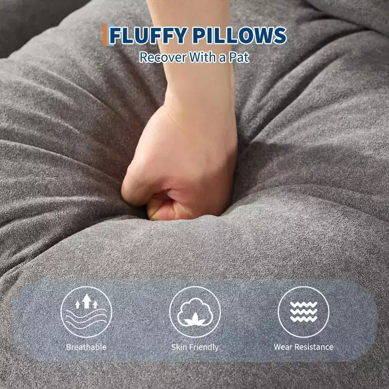 TROPOW Divano a pavimento regolabile a 5 posizioni, letto imbottito per persone/cani con 2 cuscini di peluche per soggiorno, camera da letto e sala giochi