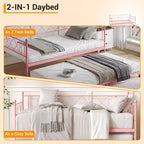 Divano Letto Singolo con Letto Estraibile, Struttura Letto in Metallo Resistente, Divano Letto Singolo in Metallo per Soggiorno e Camera Ospiti, Nessuna Rete a Molle Necessaria, Facile Montaggio