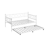 Divano Letto Singolo con Letto Estraibile, Struttura Letto in Metallo Resistente, Divano Letto Singolo in Metallo per Soggiorno e Camera Ospiti, Nessuna Rete a Molle Necessaria, Facile Montaggio