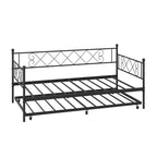 Divano Letto Singolo con Letto Estraibile, Struttura Letto in Metallo Resistente, Divano Letto Singolo in Metallo per Soggiorno e Camera Ospiti, Nessuna Rete a Molle Necessaria, Facile Montaggio