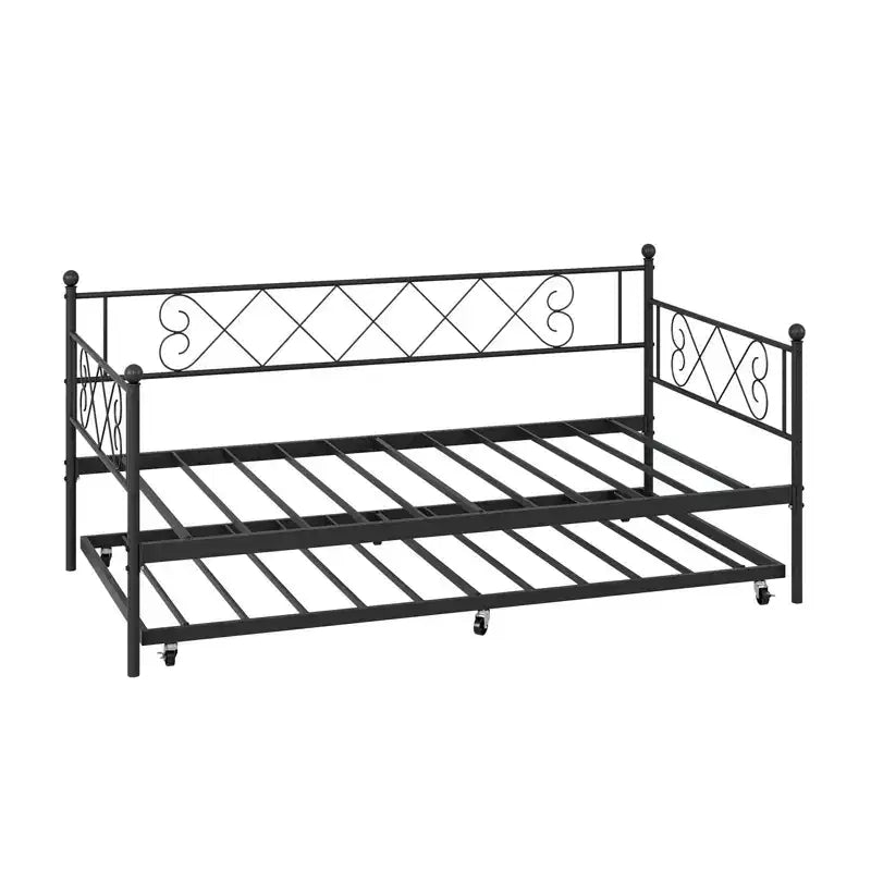 Divano Letto Singolo con Letto Estraibile, Struttura Letto in Metallo Resistente, Divano Letto Singolo in Metallo per Soggiorno e Camera Ospiti, Nessuna Rete a Molle Necessaria, Facile Montaggio